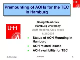 Premounting of AOHs for the TEC in Hamburg