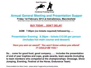 Annual General Meeting and Presentation Supper