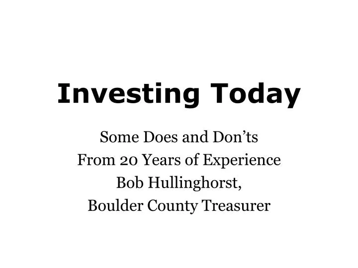 investing today