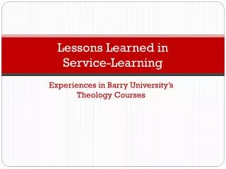 Lessons Learned in Service-Learning