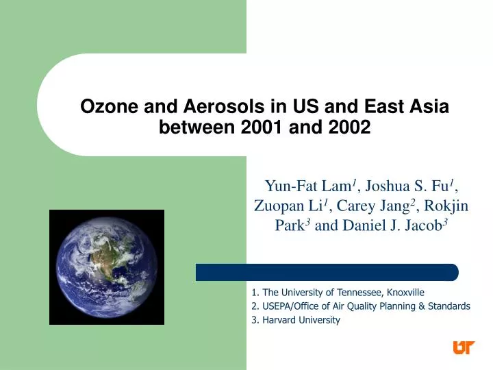 ozone and aerosols in us and east asia between 2001 and 2002