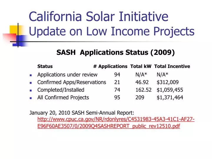 california solar initiative update on low income projects