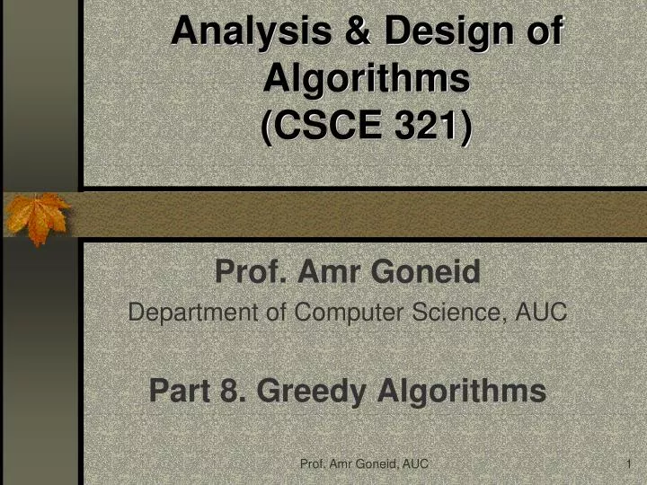 analysis design of algorithms csce 321
