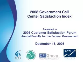 2008 Government Call Center Satisfaction Index