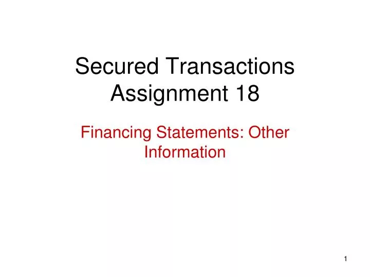 secured transactions assignment 18