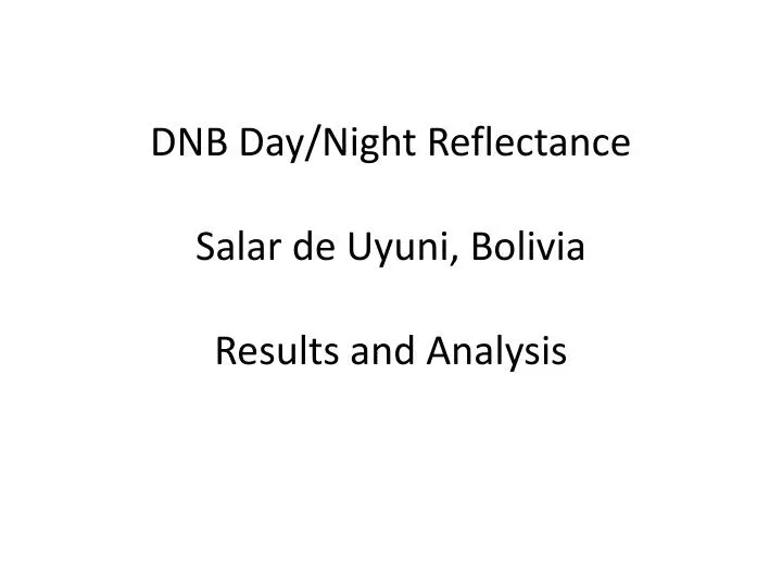 dnb day night reflectance salar de uyuni bolivia results and analysis