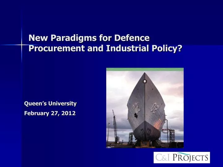 new paradigms for defence procurement and industrial policy