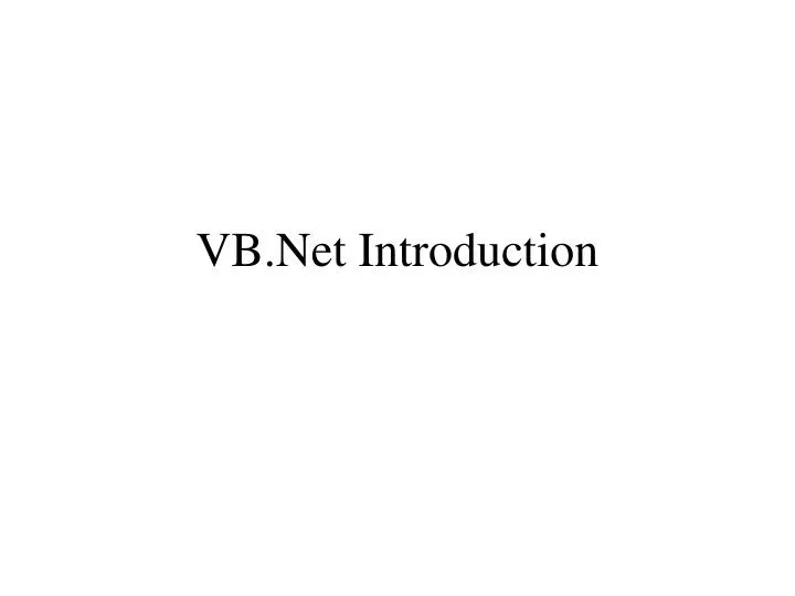 vb net introduction