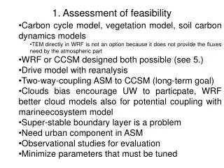 1. Assessment of feasibility