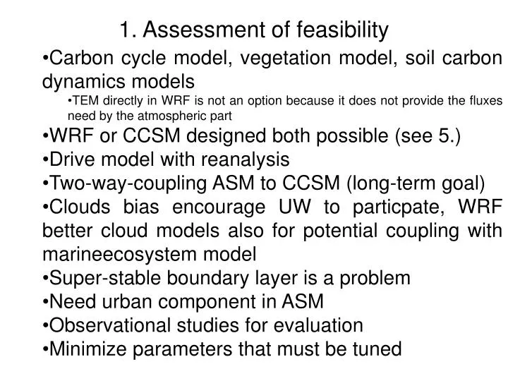 1 assessment of feasibility