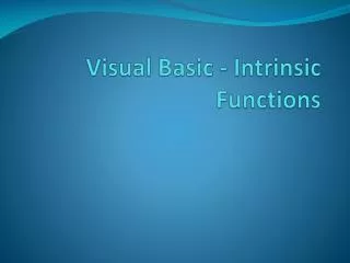 Visual Basic - Intrinsic Functions