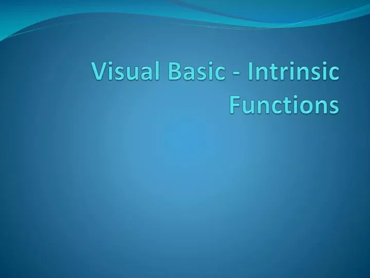 visual basic intrinsic functions