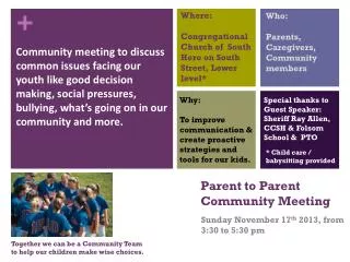 Parent to Parent Community Meeting