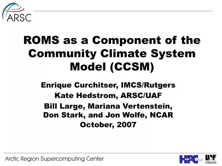 roms as a component of the community climate system model ccsm