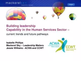 Building leadership Capability in the Human Services Sector – current trends and future pathways