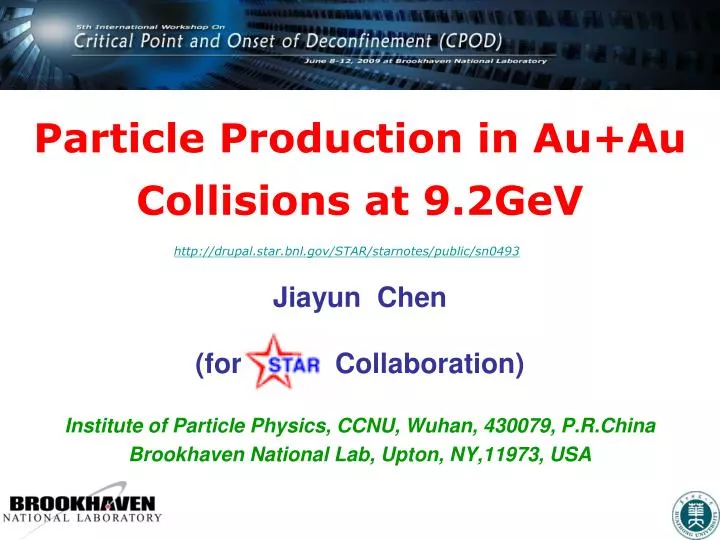 particle production in au au collisions at 9 2gev