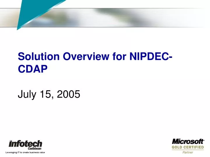 solution overview for nipdec cdap july 15 2005