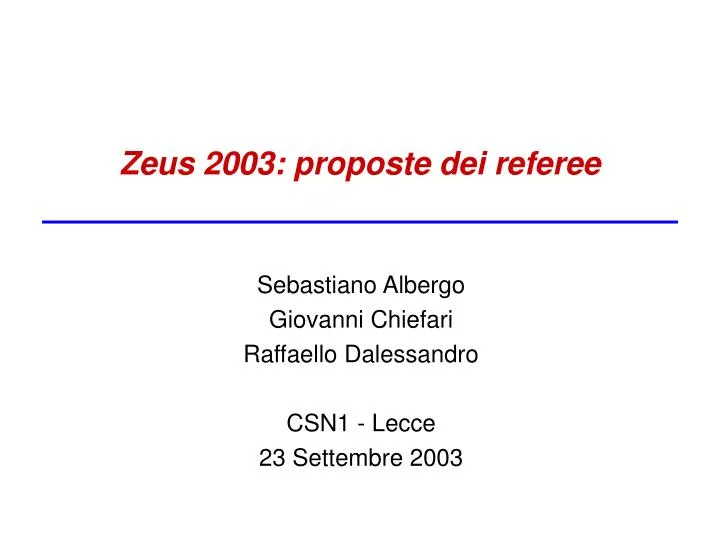 zeus 2003 proposte dei referee