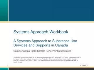 Systems Approach Workbook A Systems Approach to Substance Use Services and Supports in Canada