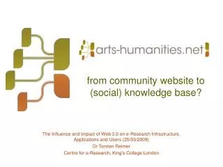 from community website to (social) knowledge base?