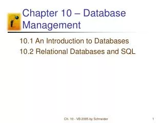 Chapter 10 – Database Management