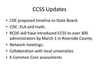 CCSS Updates