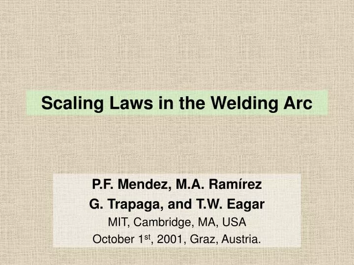 scaling laws in the welding arc