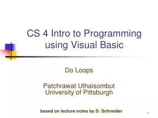 CS 4 Intro to Programming using Visual Basic