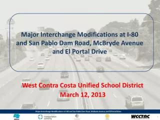 West Contra Costa Unified School District March 12, 2013