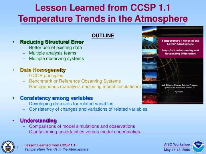 lesson learned from ccsp 1 1 temperature trends in the atmosphere