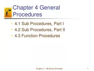Chapter 4 General Procedures