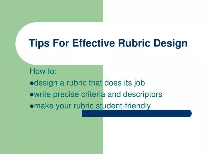 tips for effective rubric design