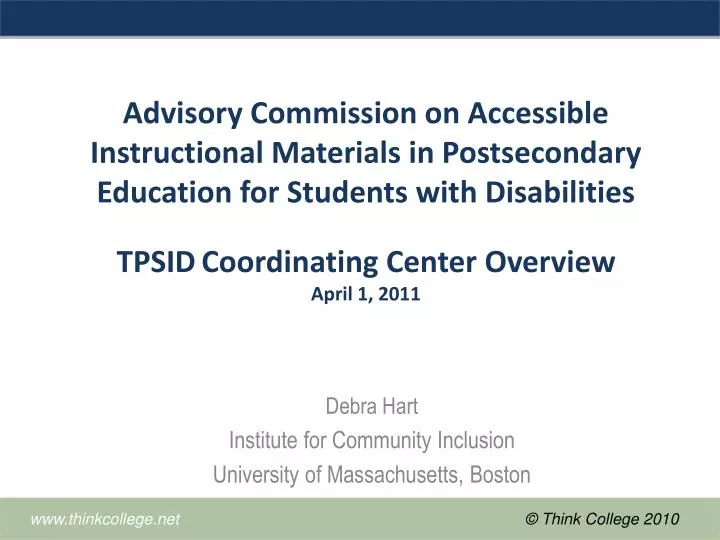 debra hart institute for community inclusion university of massachusetts boston