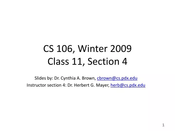 cs 106 winter 2009 class 11 section 4