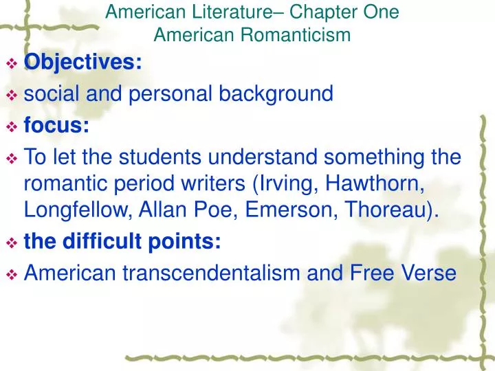 american literature chapter one american romanticism