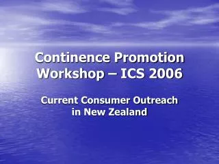 Continence Promotion Workshop – ICS 2006