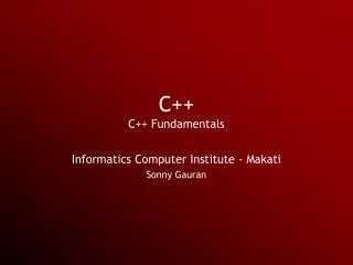 C++ C++ Fundamentals