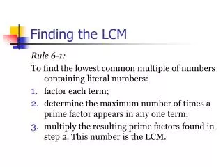 Finding the LCM