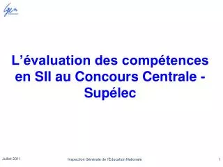 l valuation des comp tences en sii au concours centrale sup lec