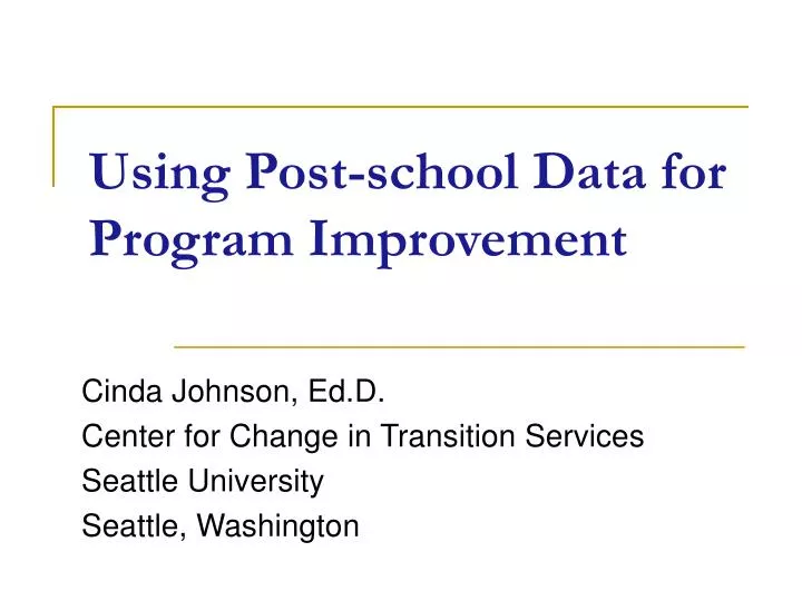 using post school data for program improvement
