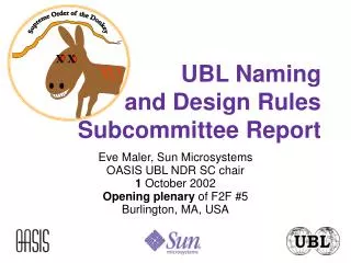 UBL Naming and Design Rules Subcommittee Report