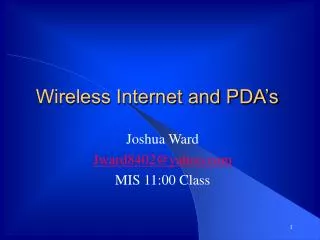 Wireless Internet and PDA’s