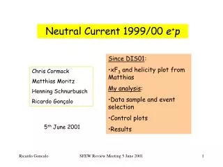 Neutral Current 1999/00 e + p