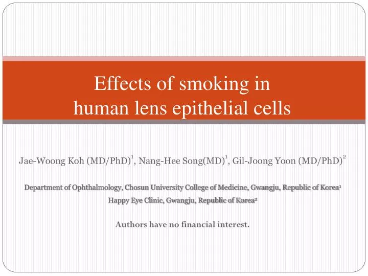 effects of smoking in human lens epithelial cells
