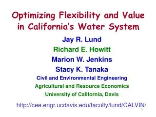 Optimizing Flexibility and Value in California’s Water System