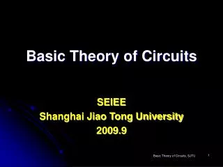 Basic Theory of Circuits