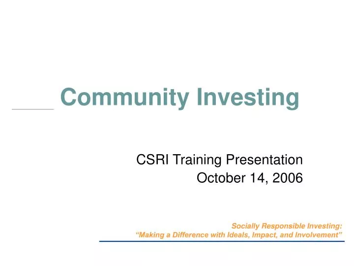 community investing