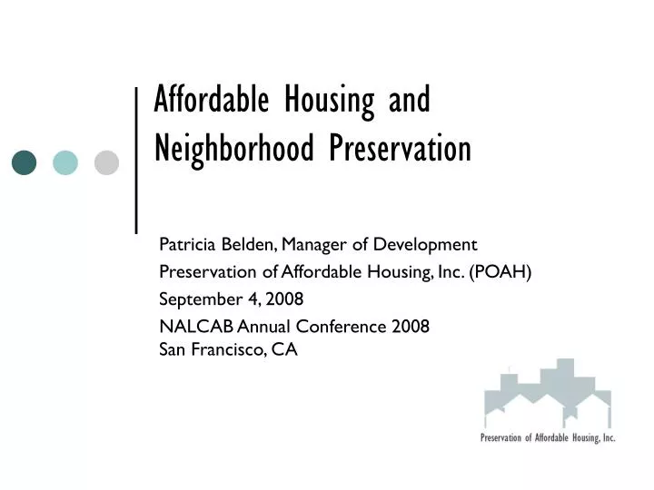affordable housing and neighborhood preservation