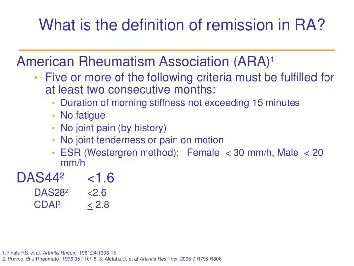 what is the definition of remission in ra