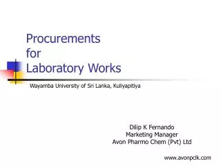 Procurements for Laboratory Works